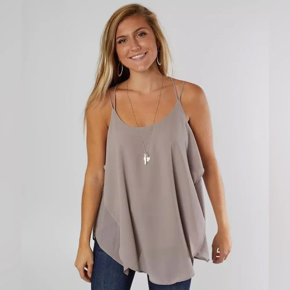 Daytrip Mauve Strappy Layered Tank Top Size: L - Picture 1 of 6